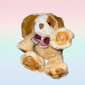 1995 Fordlet International Puppy Dog Stuffed Animal Plush Plaid Bow 8”